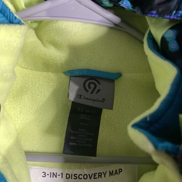 champion girls puffer jacket xs rain small black blue polka dot thick - Picture 8 of 10